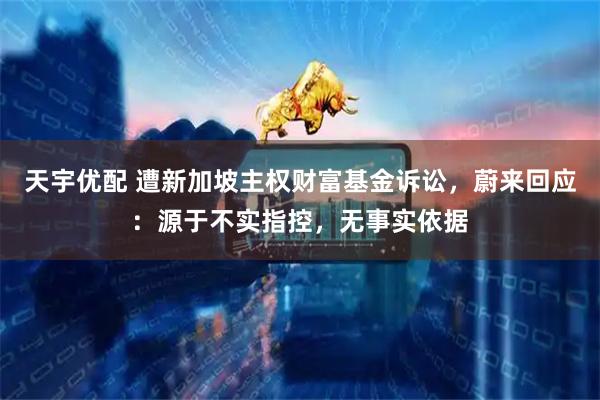 天宇优配 遭新加坡主权财富基金诉讼，蔚来回应：源于不实指控，无事实依据