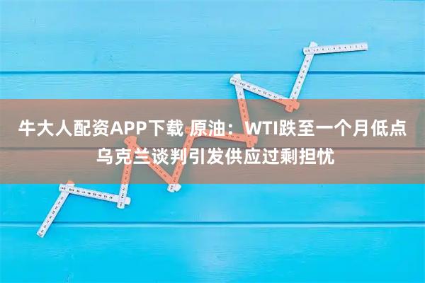 牛大人配资APP下载 原油：WTI跌至一个月低点 乌克兰谈判引发供应过剩担忧
